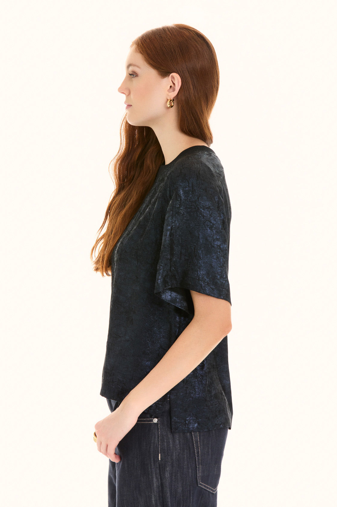 Midnight Zip Back Woven T-Shirt