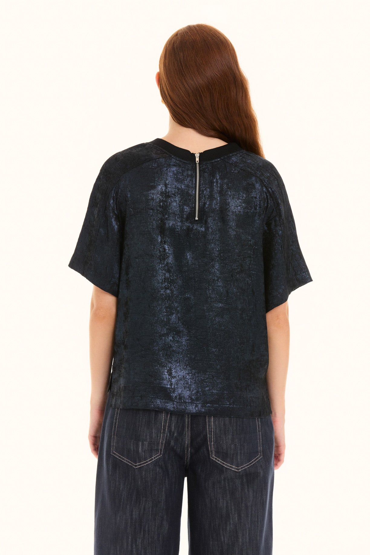 Midnight Zip Back Woven T-Shirt