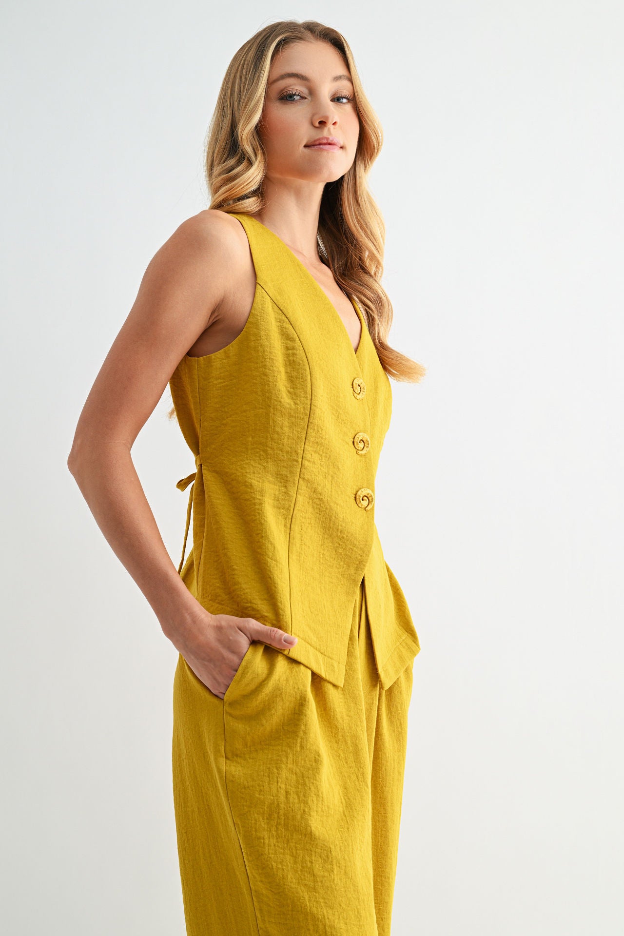 Dijon Button Front Vest