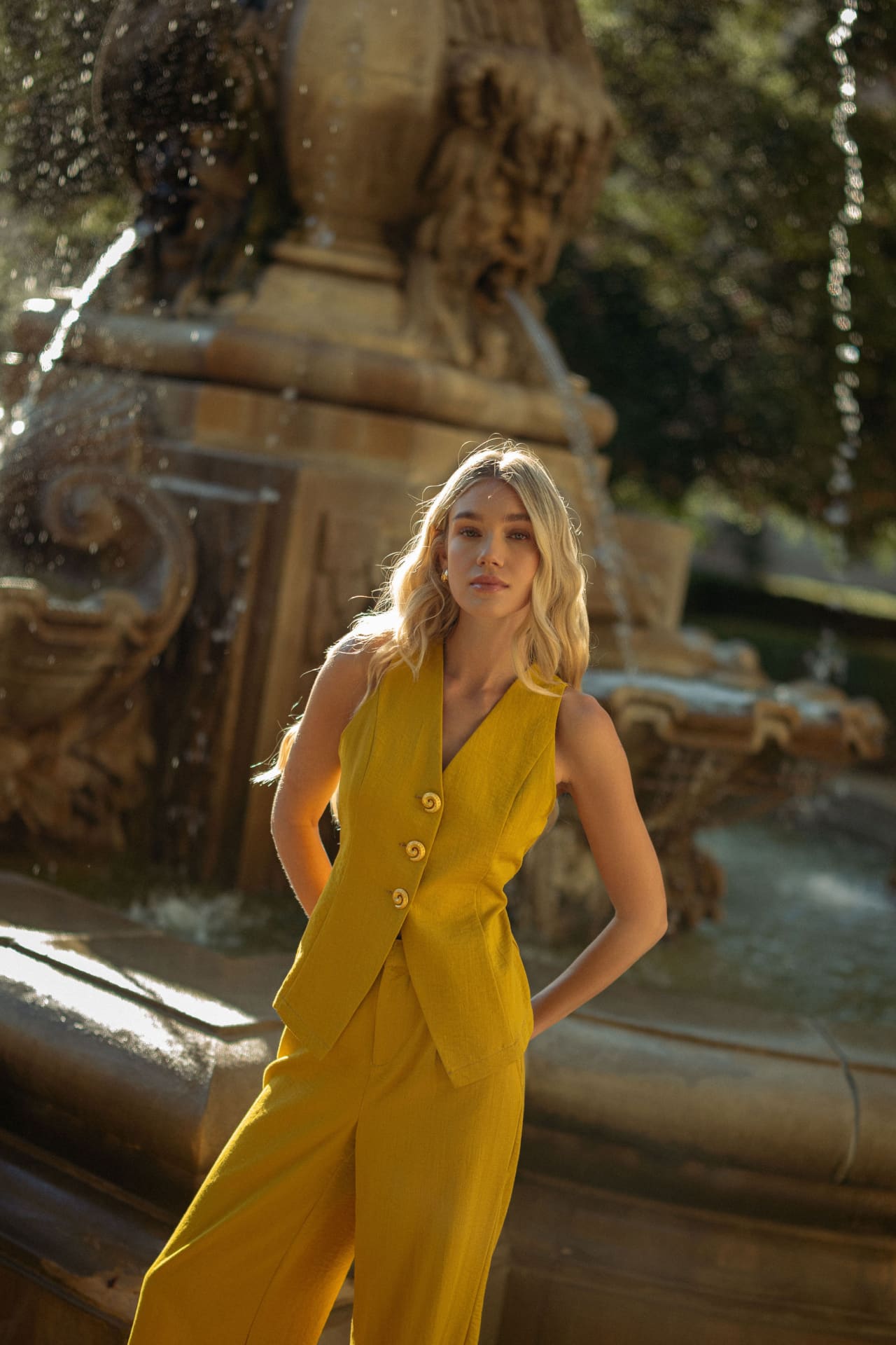 Dijon Button Front Vest