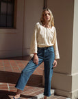 Dark Antique Wash Forward Seam Cropped Jean