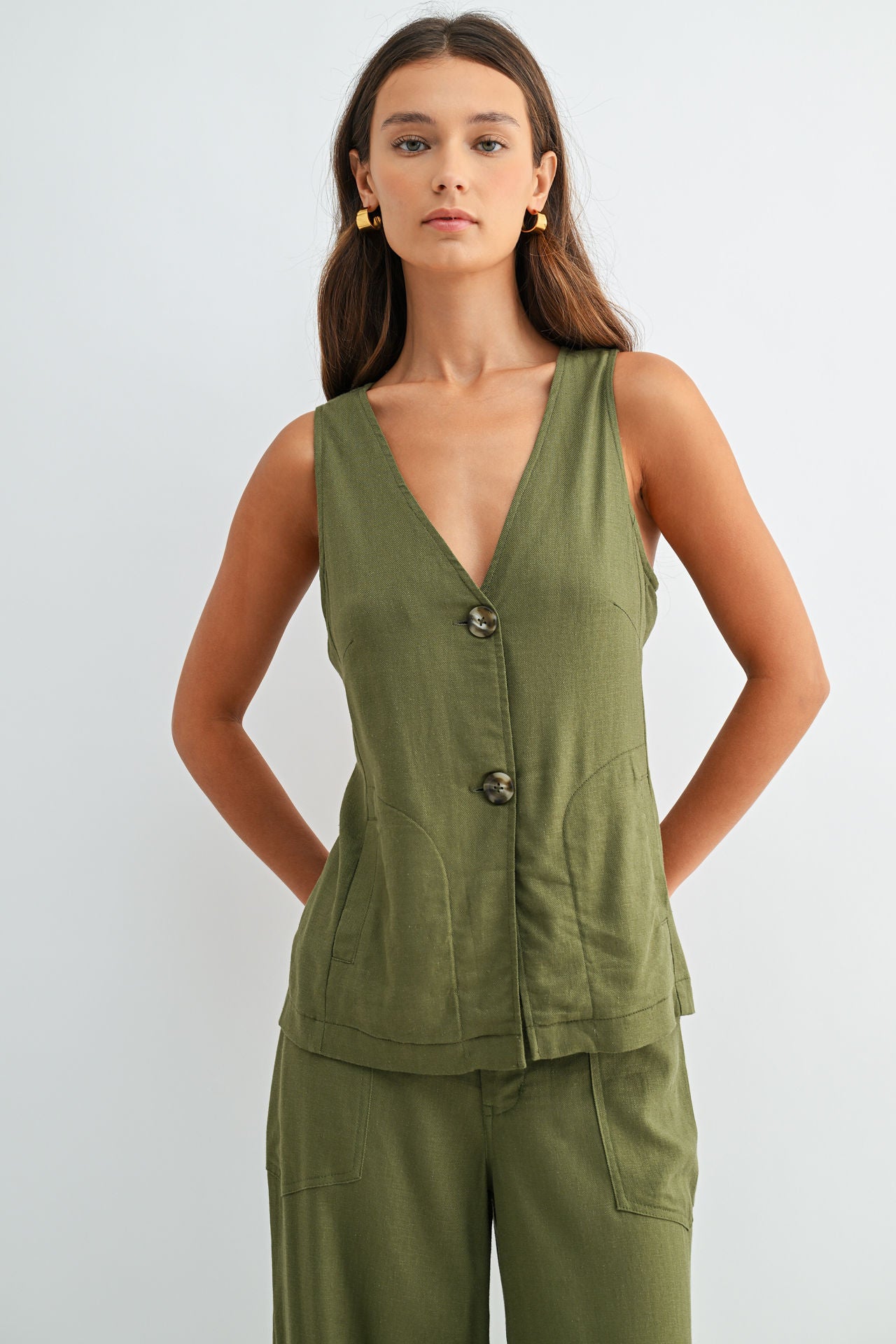 Olive Relaxed Vest