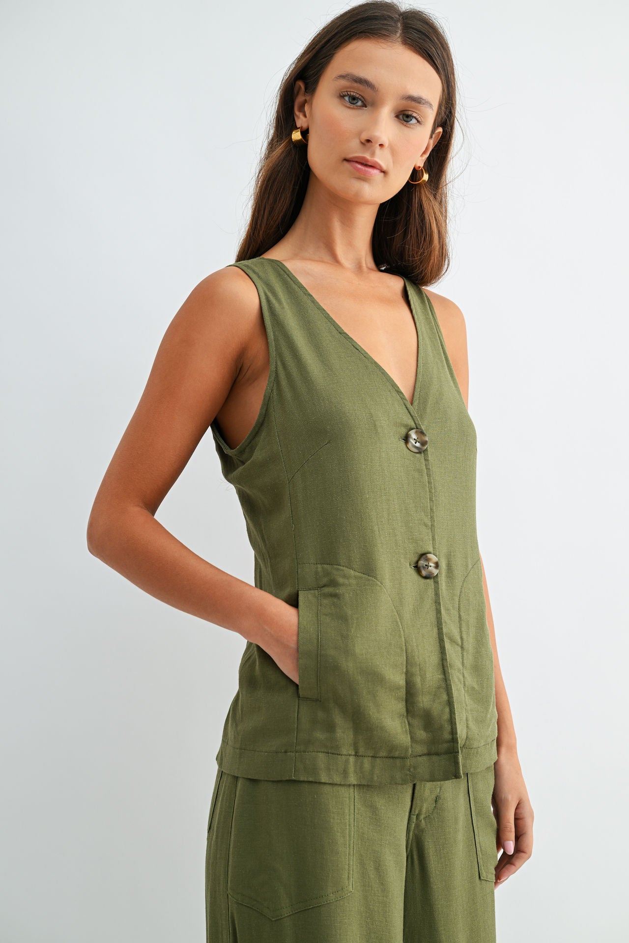 Olive Relaxed Vest