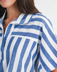 Blue Relaxed Dolman Sleeve Top