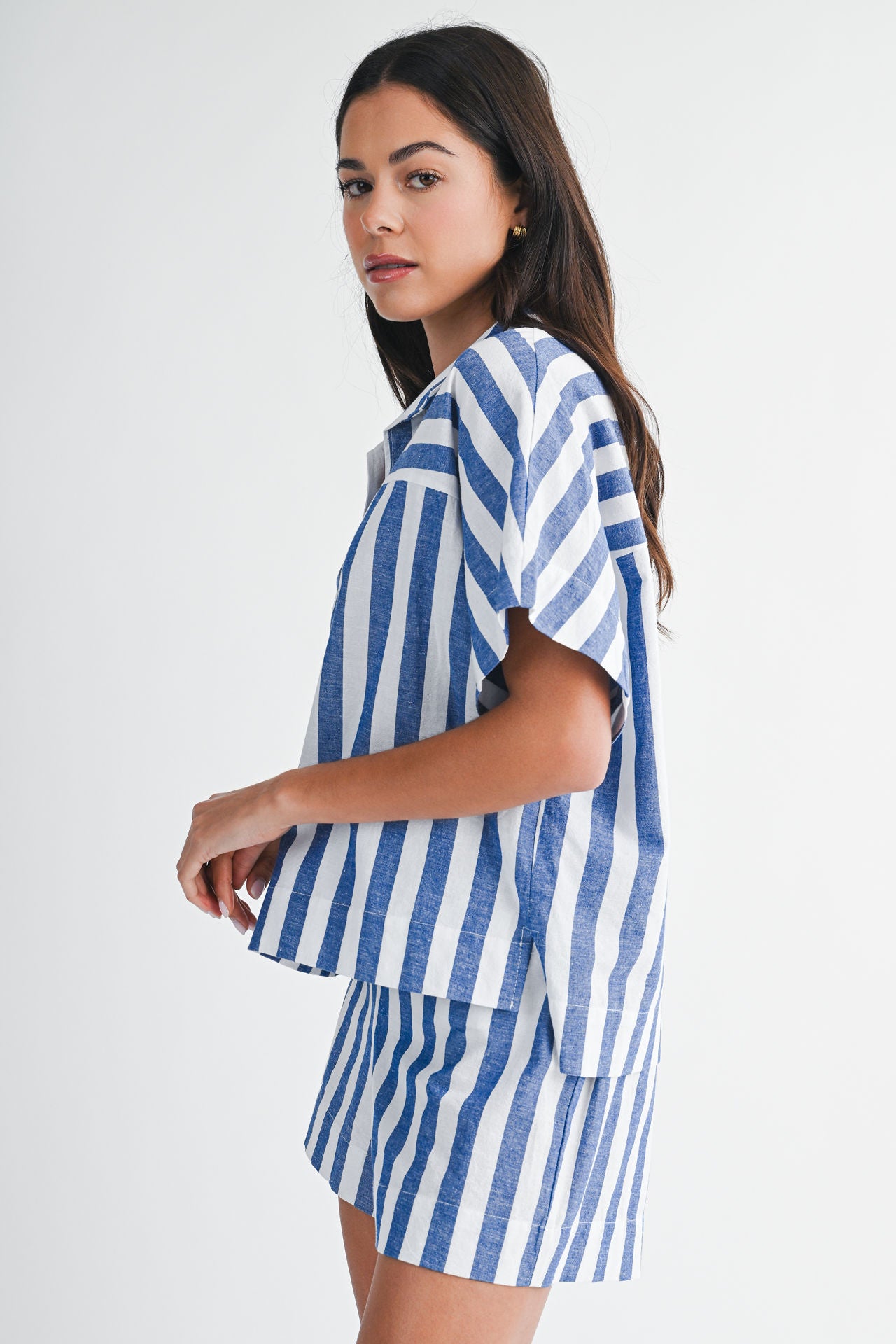Blue Relaxed Dolman Sleeve Top