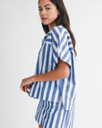 Blue Relaxed Dolman Sleeve Top