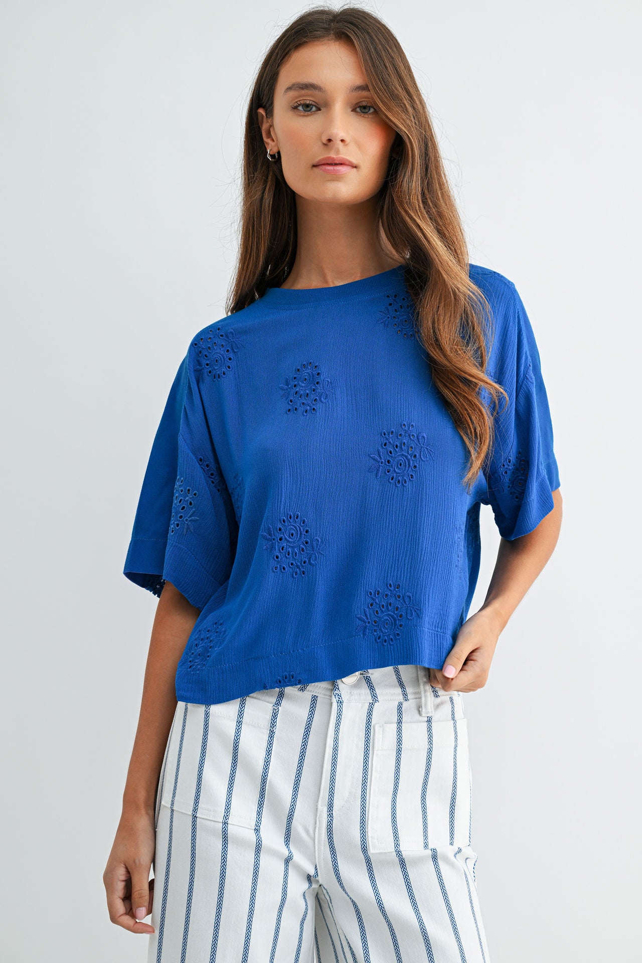 Cobalt Short Sleeve Crop T-Shirt