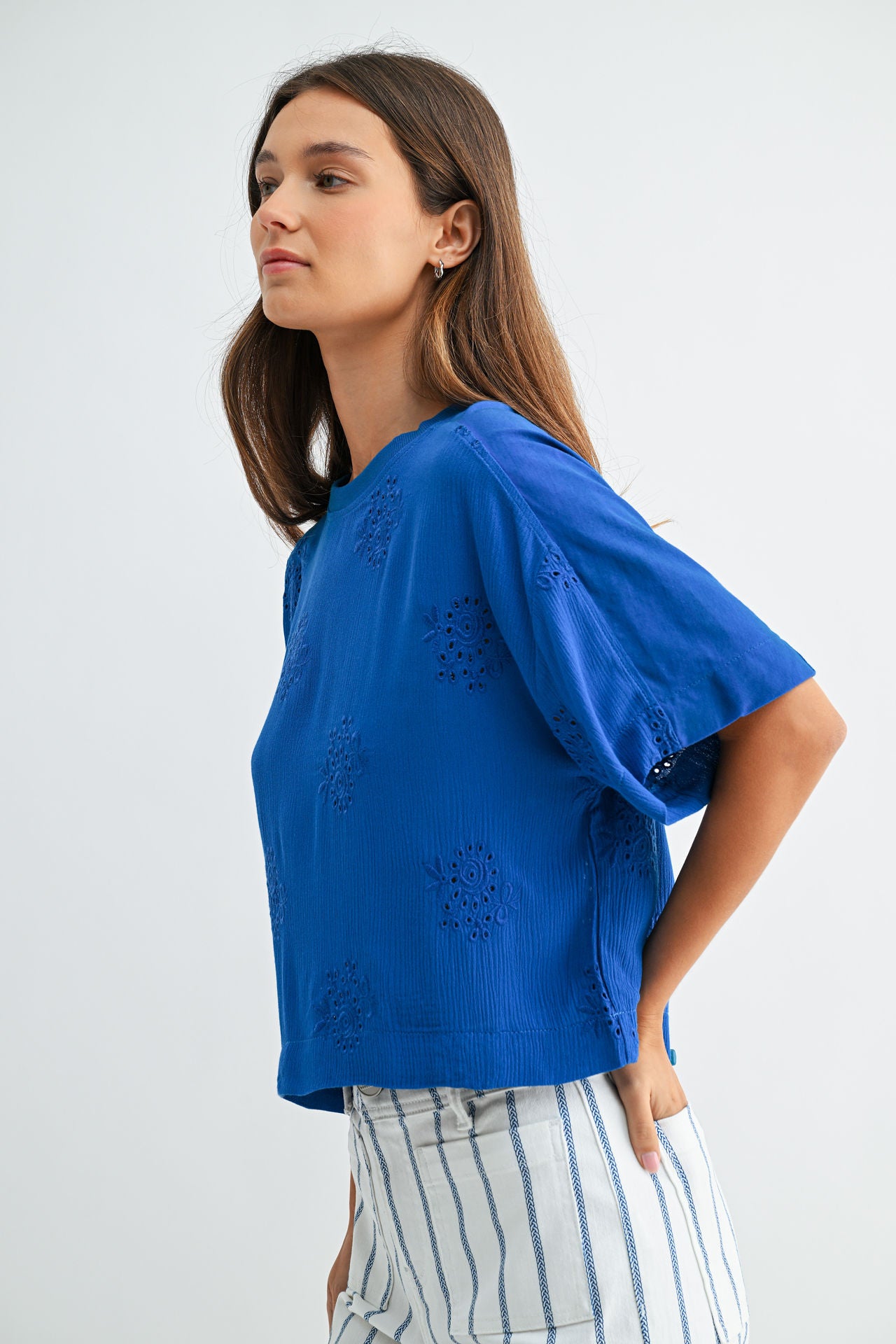 Cobalt Short Sleeve Crop T-Shirt