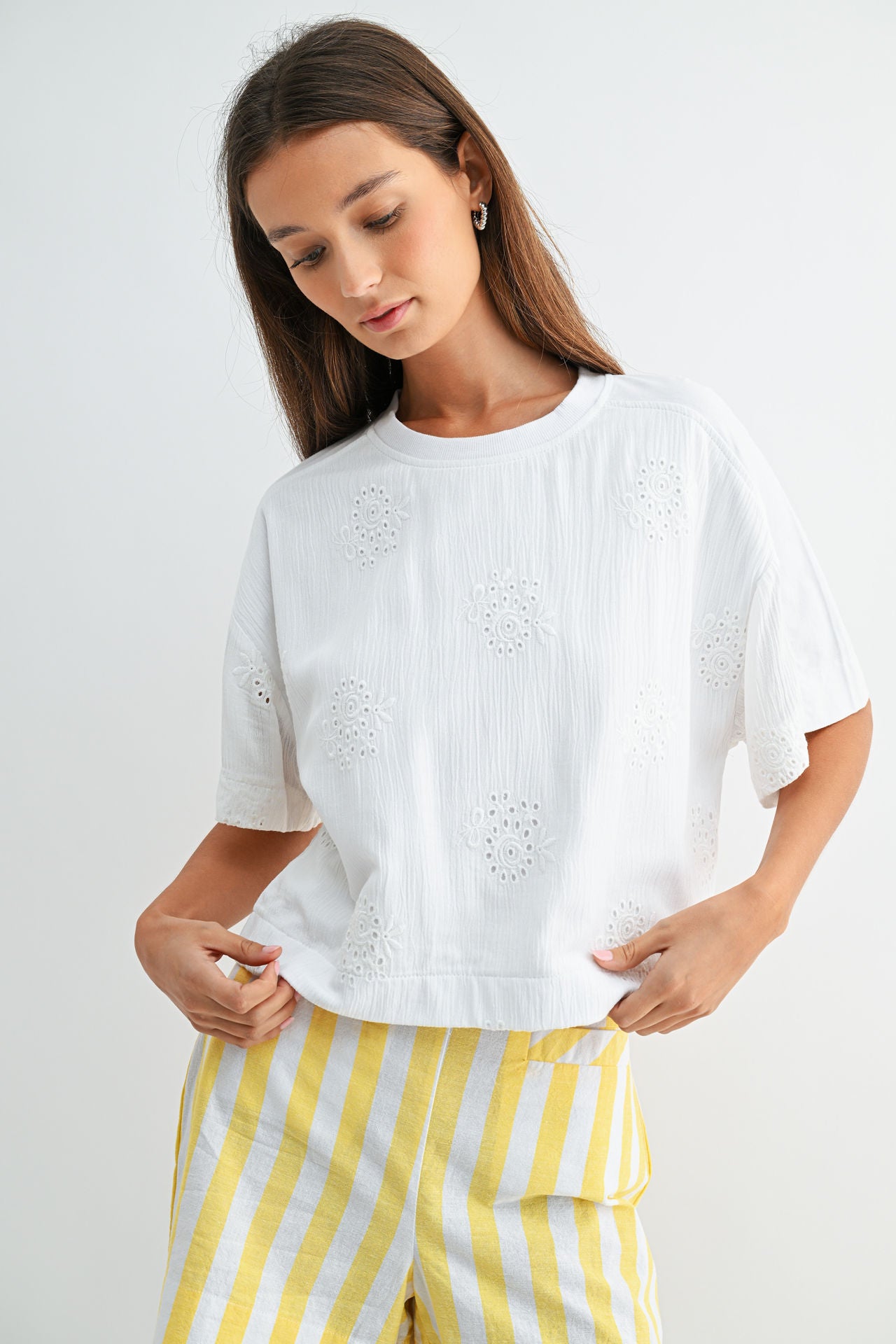 White Short Sleeve Crop T-Shirt