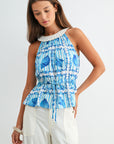 Aqua Crochet Halter Neck Top
