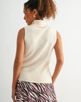 Bone White sleeveless turtleneck sweater