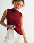 Cherry sleeveless turtleneck sweater