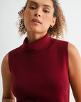 Cherry sleeveless turtleneck sweater