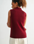 Cherry sleeveless turtleneck sweater