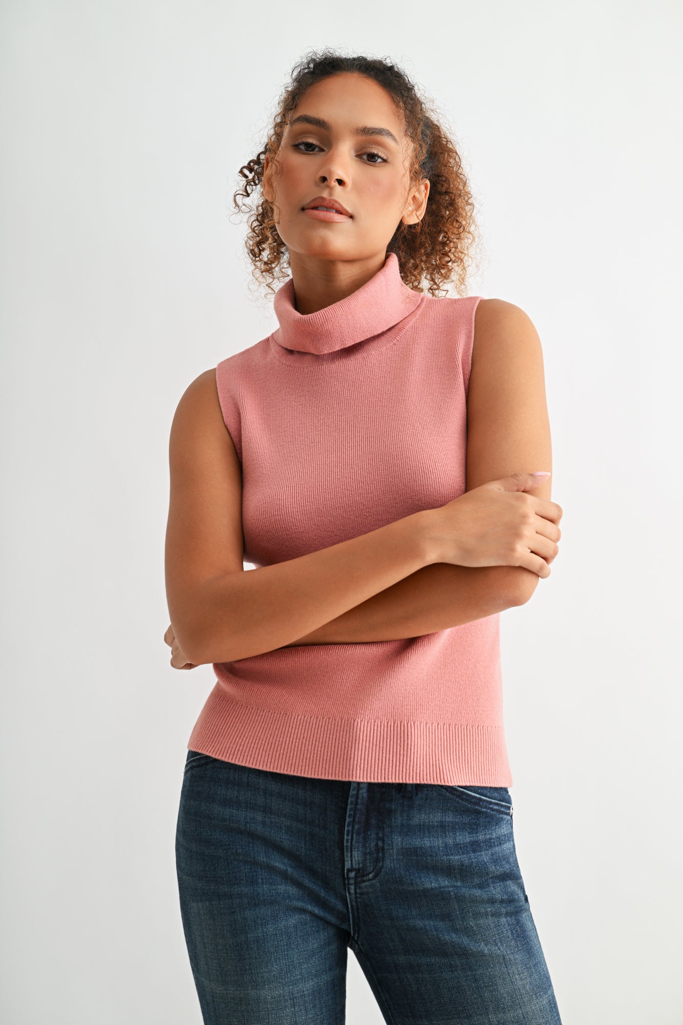 Orchid sleeveless turtleneck sweater