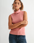 Orchid sleeveless turtleneck sweater