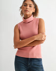 Orchid sleeveless turtleneck sweater