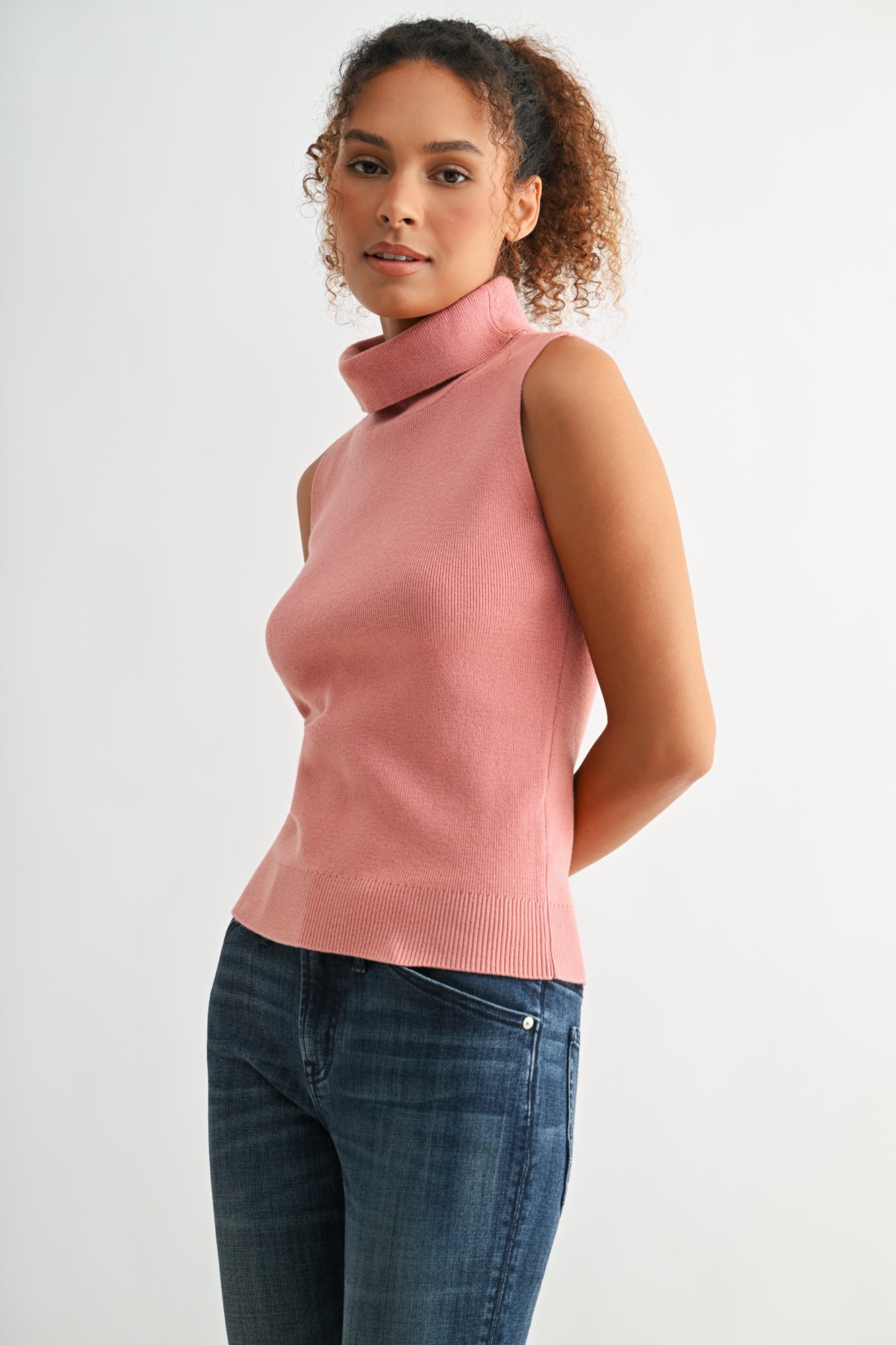 Orchid sleeveless turtleneck sweater