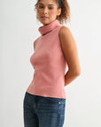 Orchid sleeveless turtleneck sweater