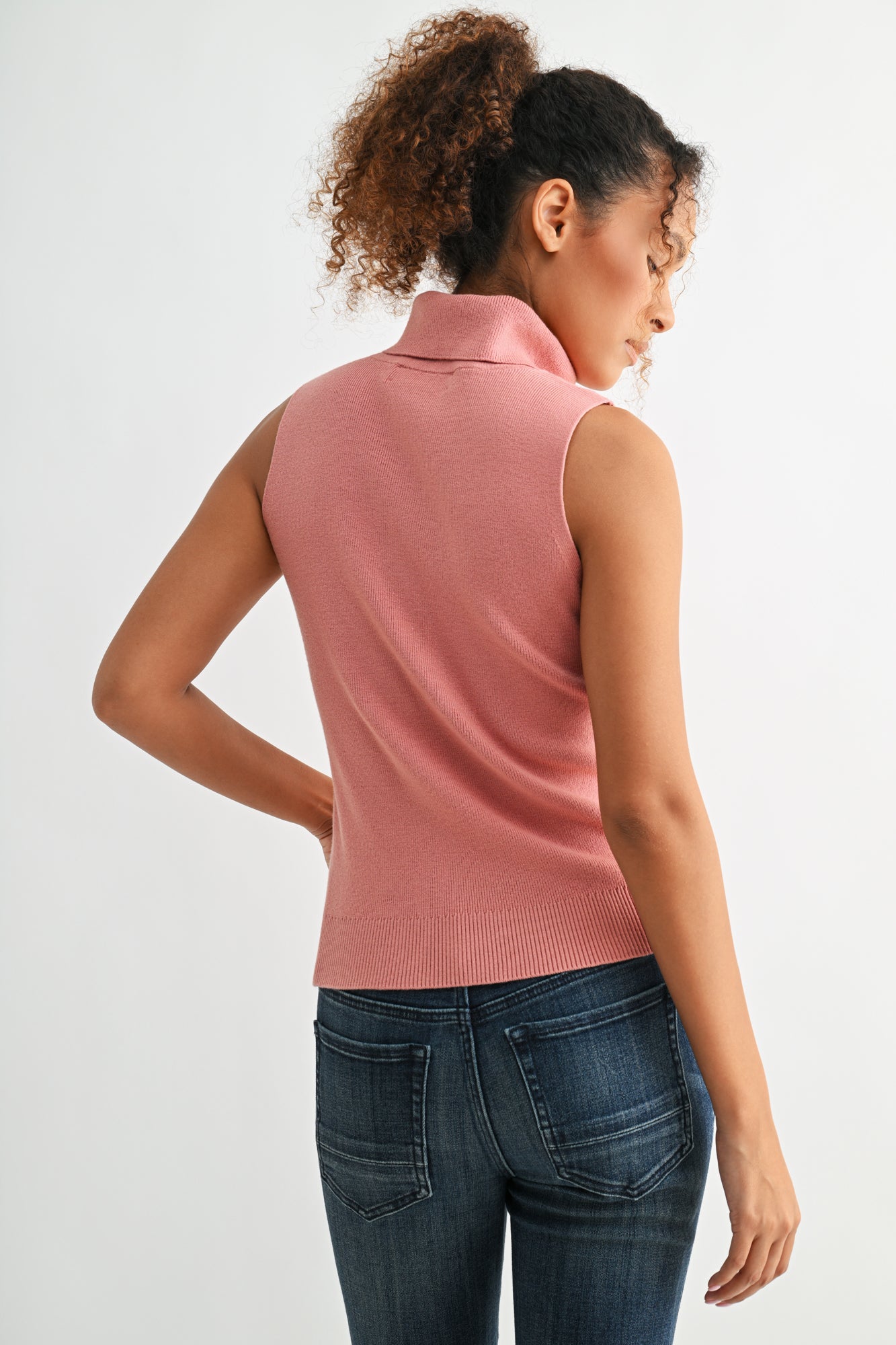 Orchid sleeveless turtleneck sweater