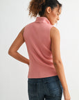 Orchid sleeveless turtleneck sweater