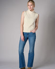Bone White sleeveless turtleneck sweater