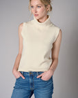 Bone White sleeveless turtleneck sweater