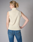 Bone White sleeveless turtleneck sweater