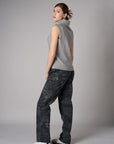 Gray sleeveless turtleneck sweater