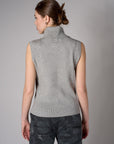 Gray sleeveless turtleneck sweater