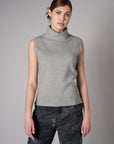 Gray sleeveless turtleneck sweater