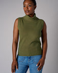 Olive sleeveless turtleneck sweater