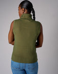 Olive sleeveless turtleneck sweater