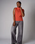 Tea Rose sleeveless turtleneck sweater