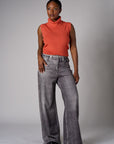 Tea Rose sleeveless turtleneck sweater
