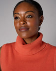 Tea Rose sleeveless turtleneck sweater