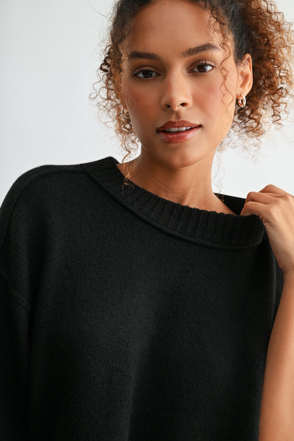 Black Plus-Size Broome Crop Sweater