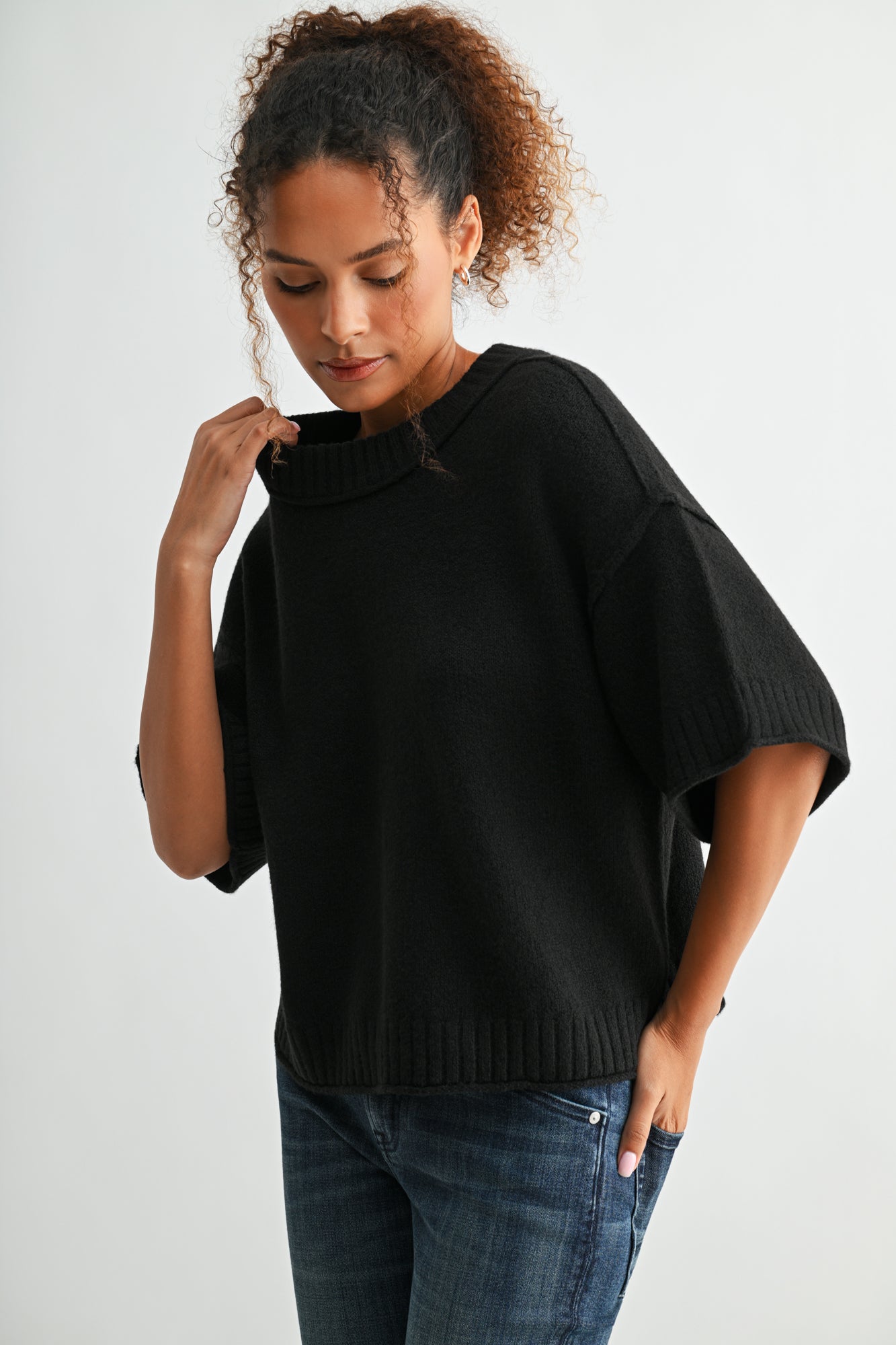 Black cropped broome sweater