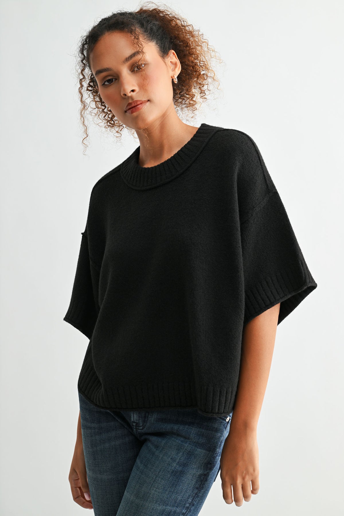 Black cropped broome sweater