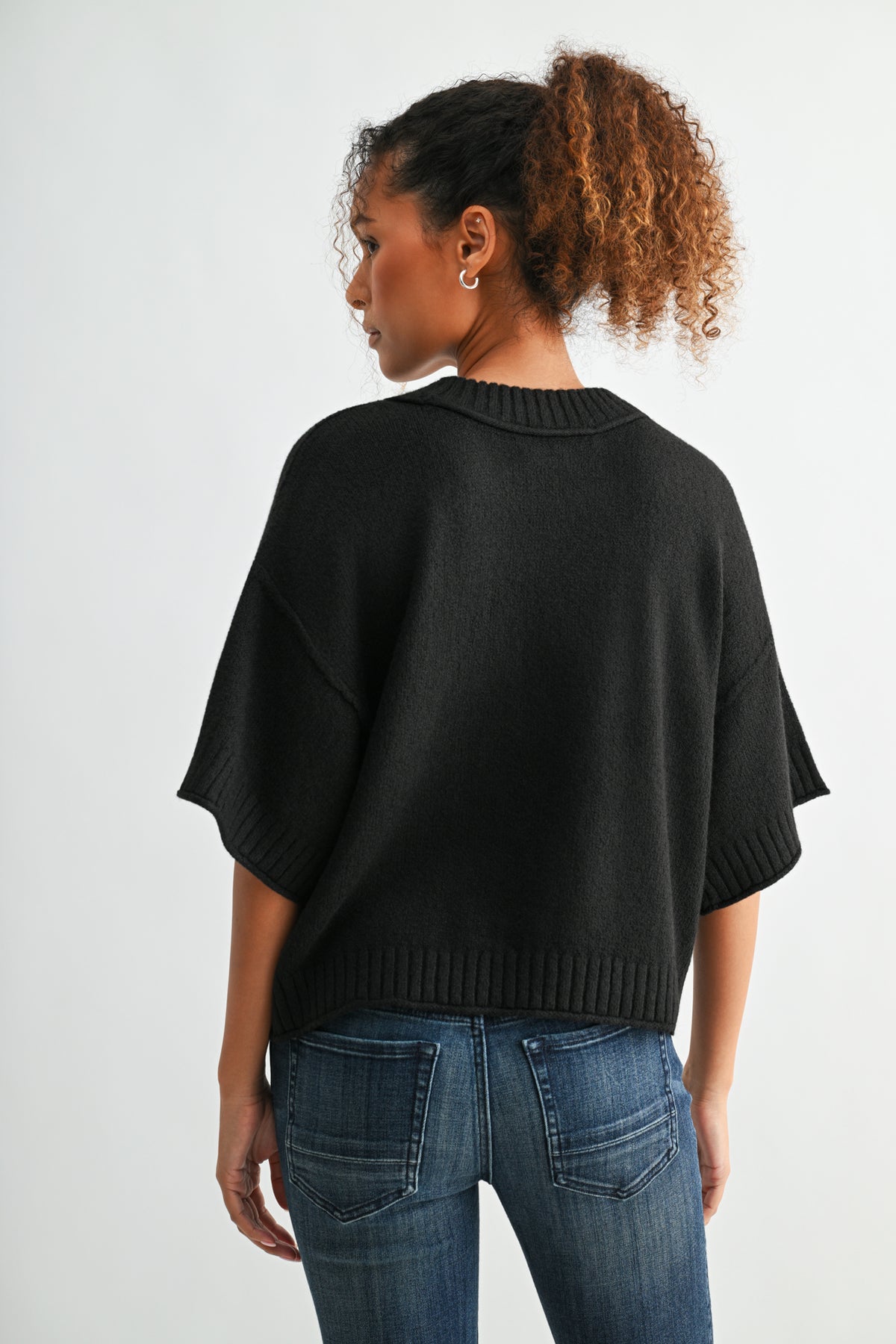 Black Plus-Size Broome Crop Sweater