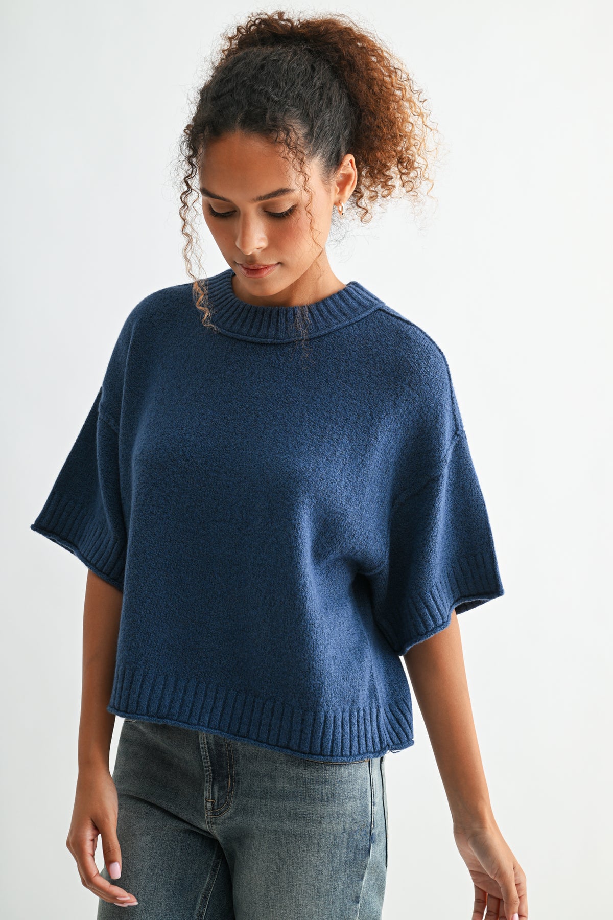 Cadet Blue Plus-Size Broome Crop Sweater