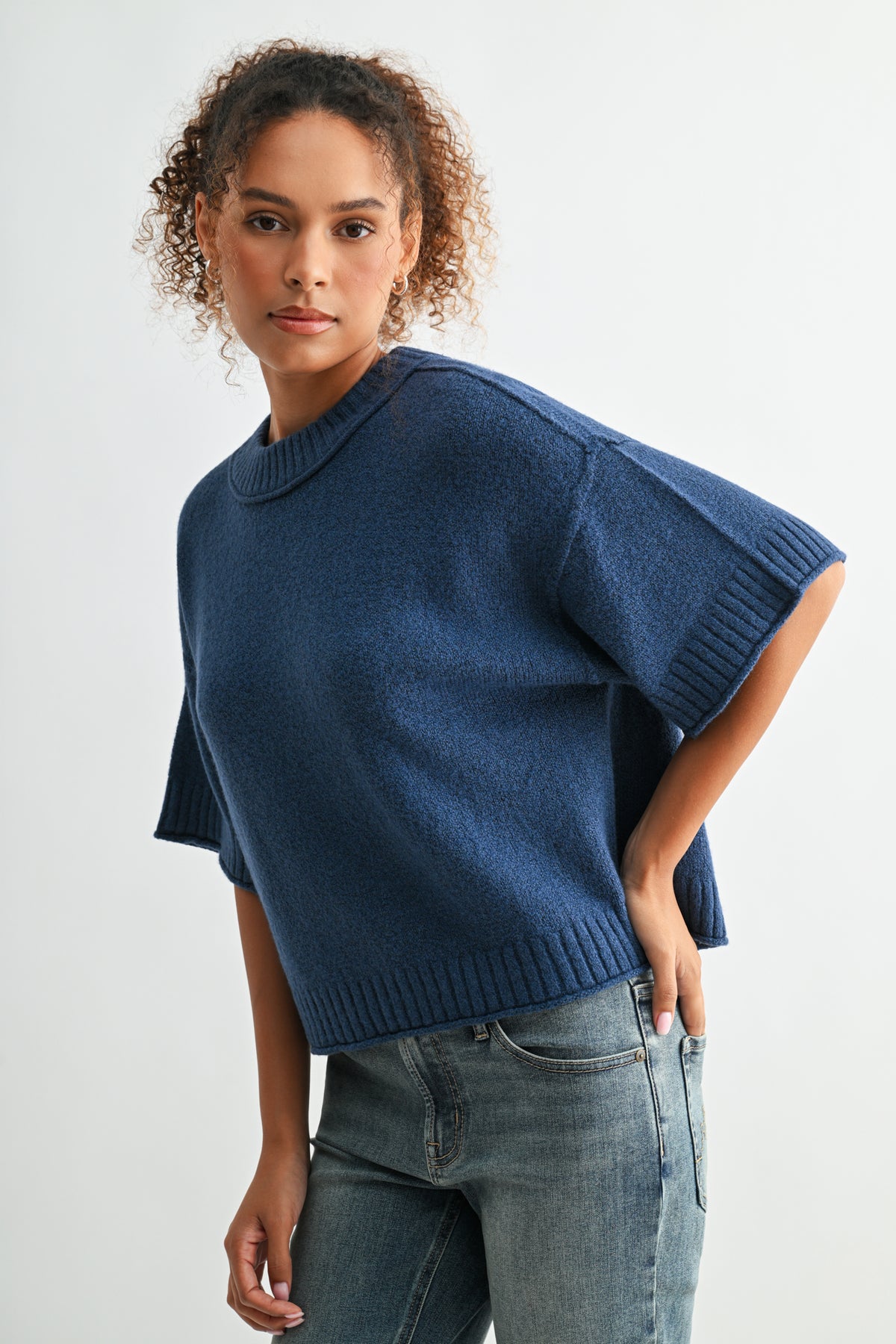 Cadet Blue Plus-Size Broome Crop Sweater