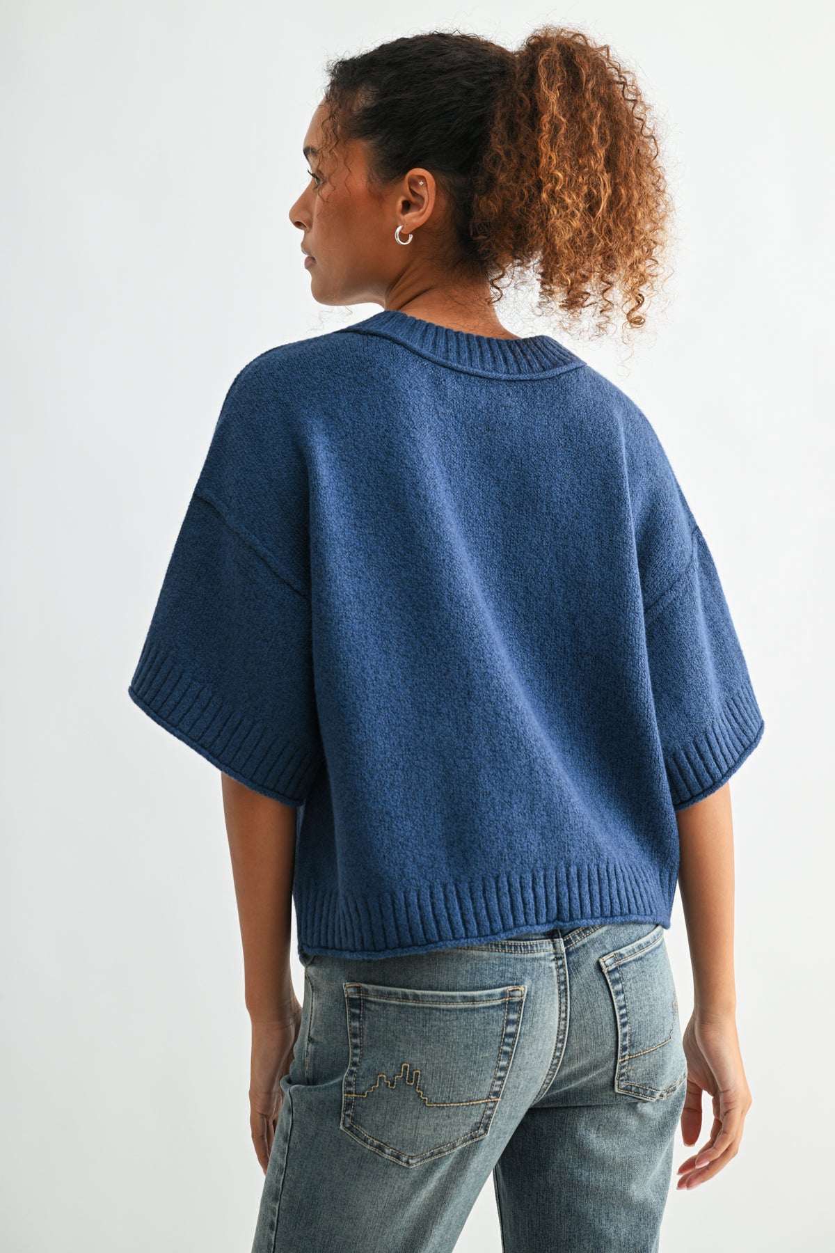 Cadet Blue Petite Broome Crop Sweater