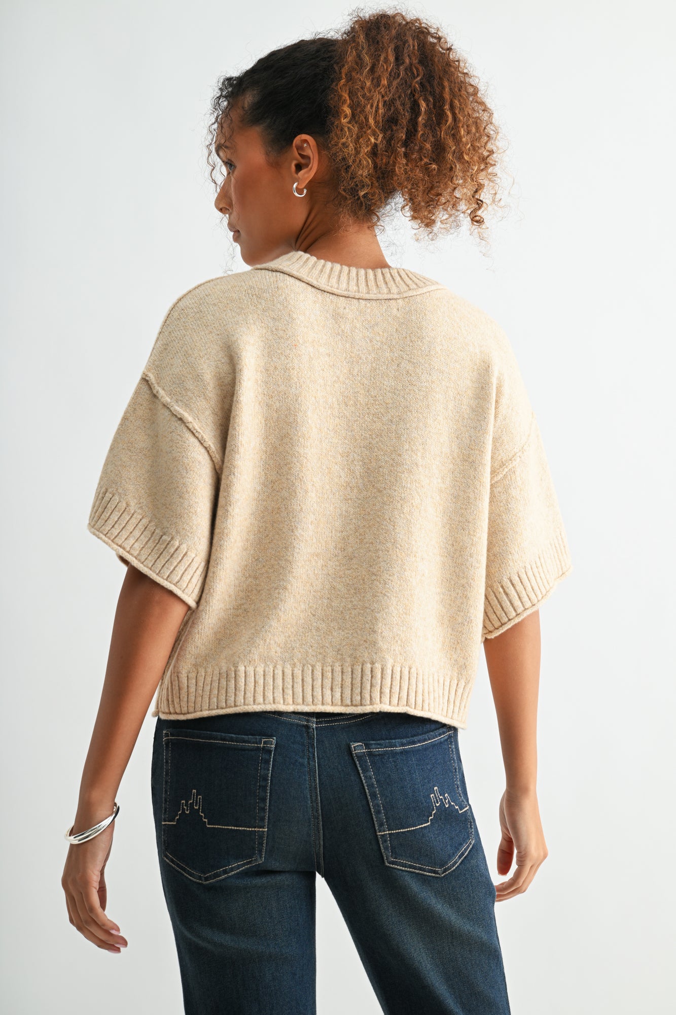 Khaki cropped broome sweater