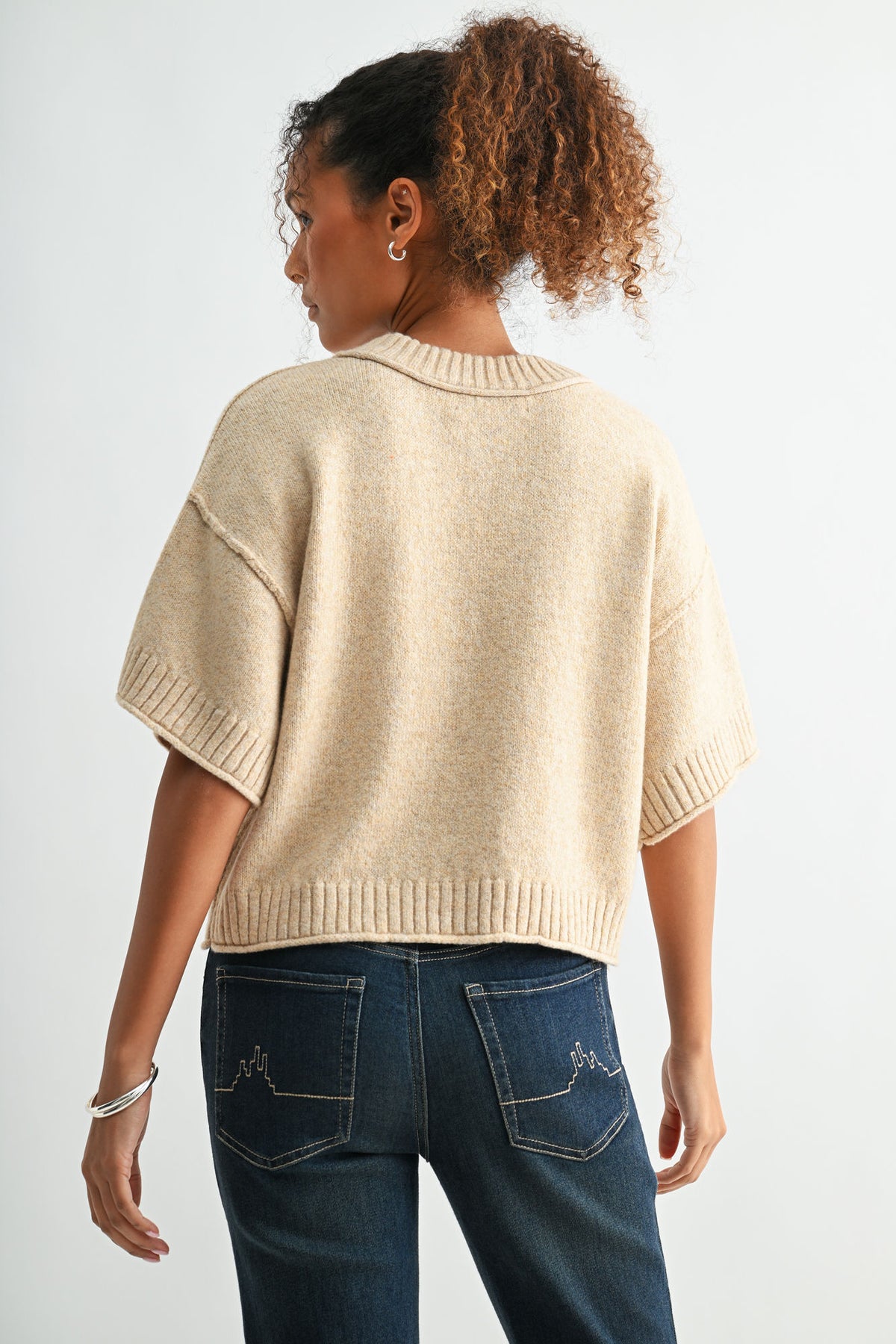 Khaki cropped broome sweater