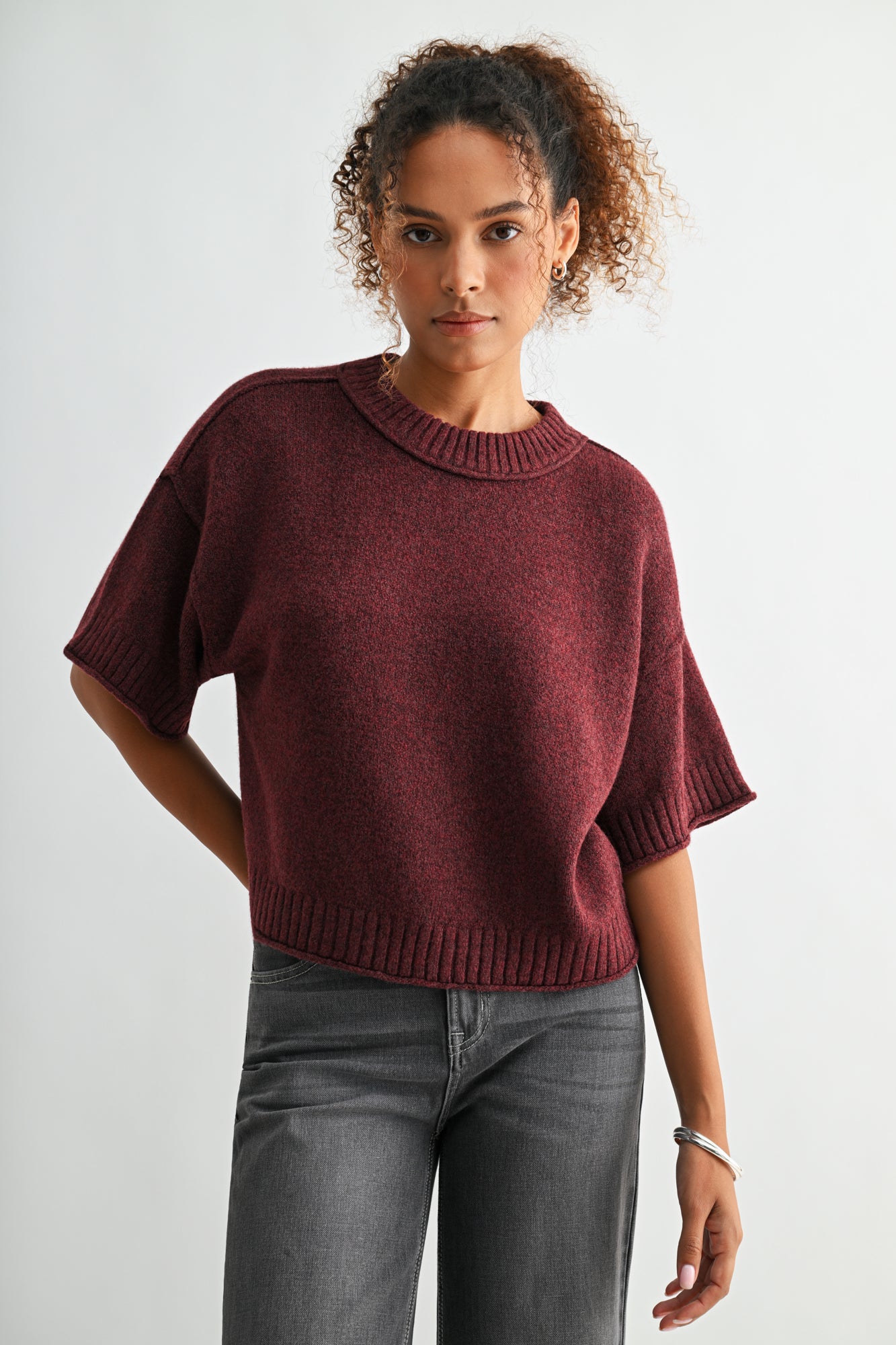 Raisin cropped broome sweater