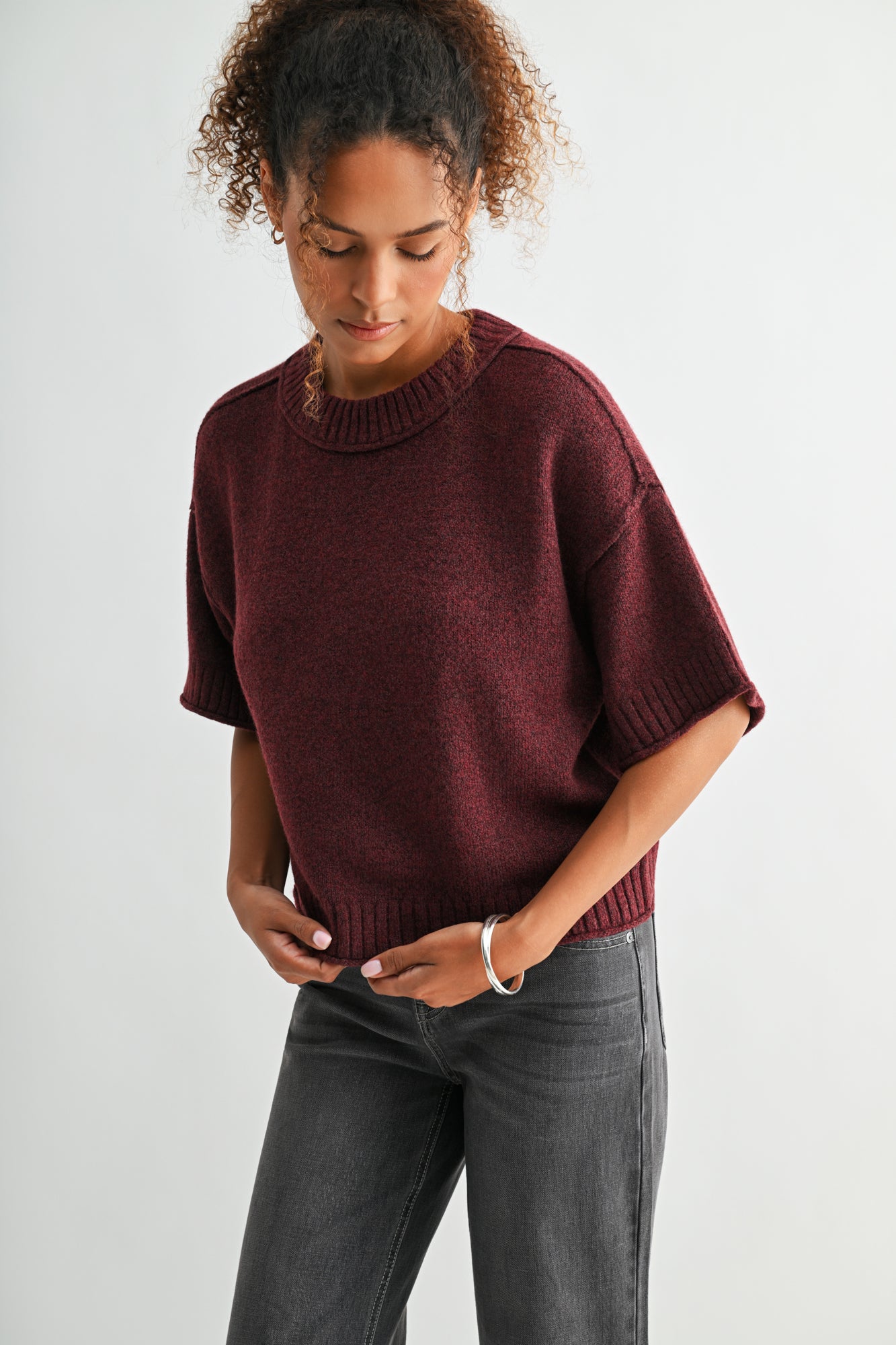 Raisin cropped broome sweater