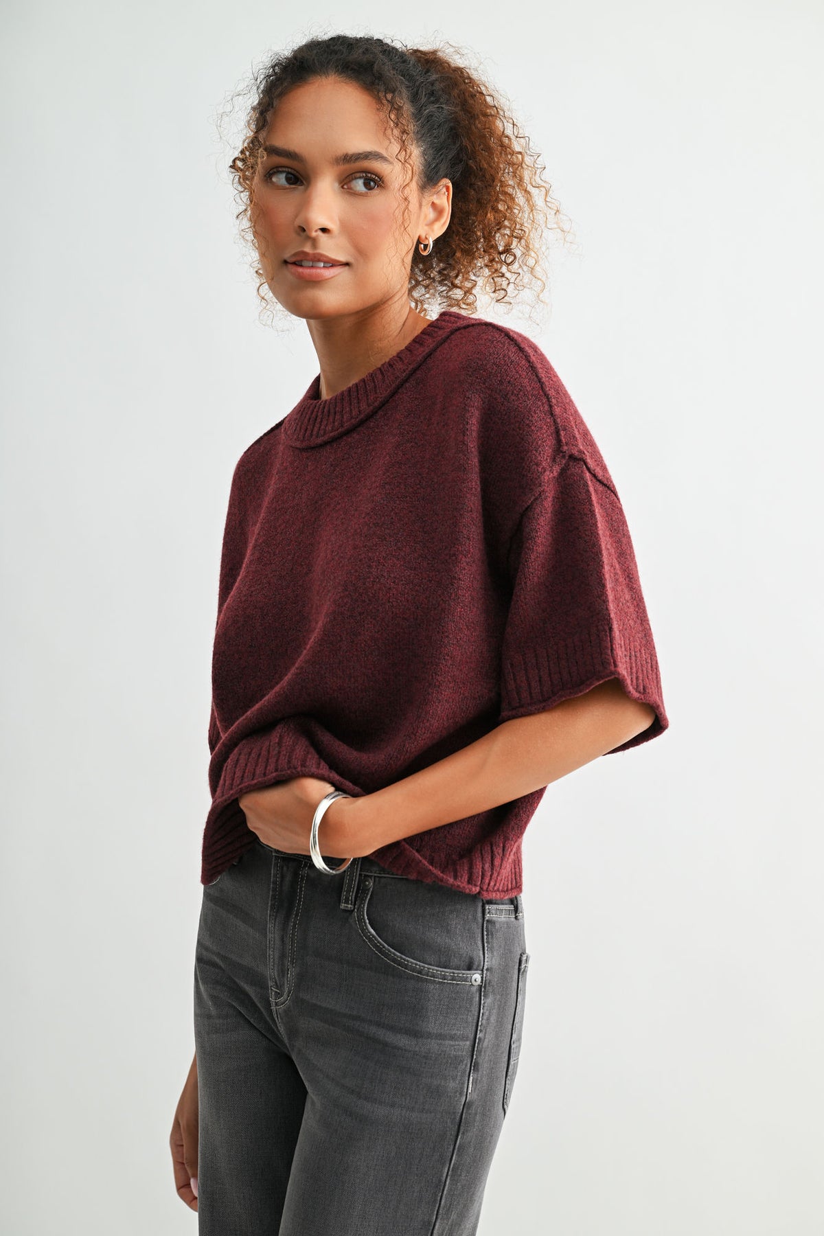 Raisin cropped broome sweater