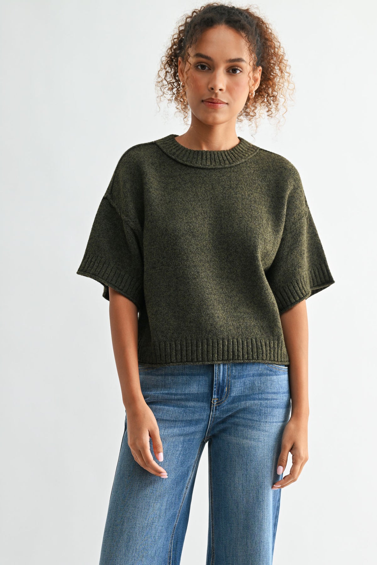 Olive Plus-Size Broome Crop Sweater