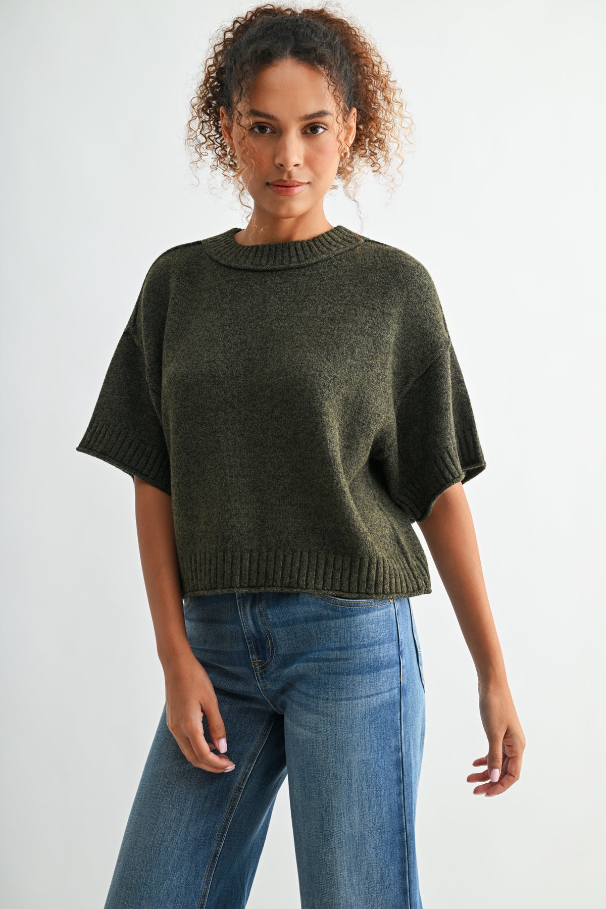 Olive Petite Broome Crop Sweater